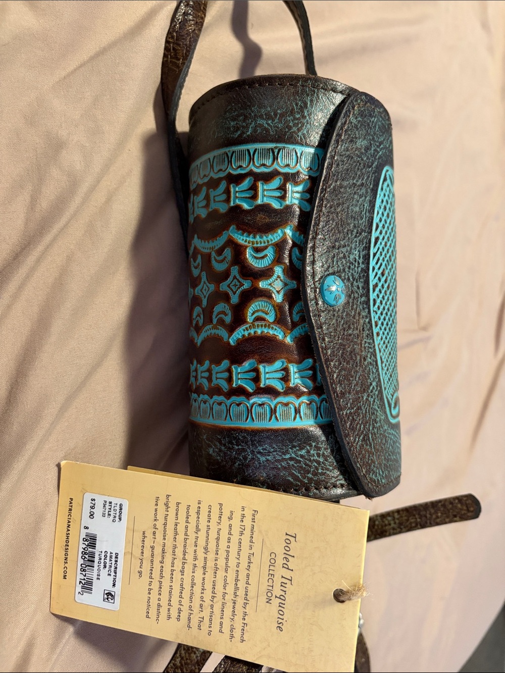 Tooled Patricia Nash Turquoise Leather Crossbody Bag